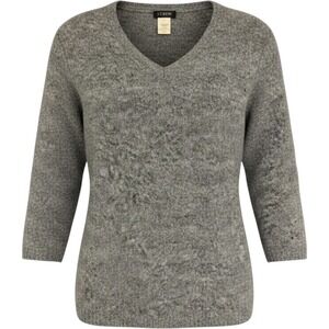 J.Crew Womens V-Neck Merino‎ Wool Blend Sweater Heathered Grey Size S RN77388